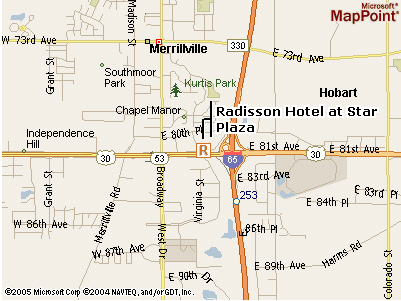 Map to the Radisson Hotel at Star Plaza